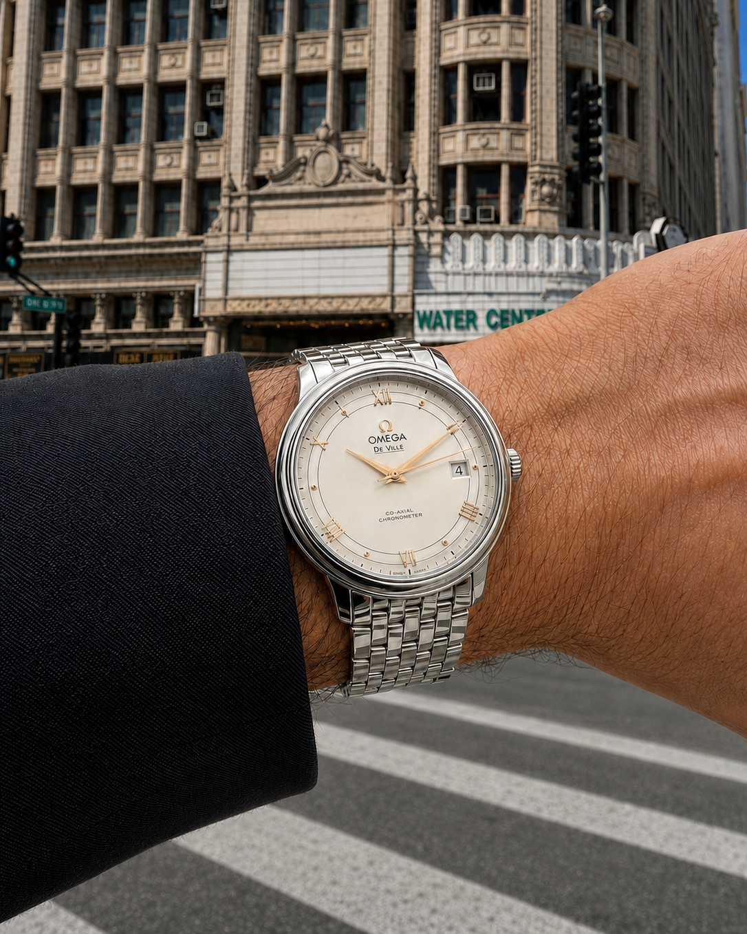 OMEGA DE VILLE PRESTIGE CO-AXIAL worn in Downtown Los Angeles